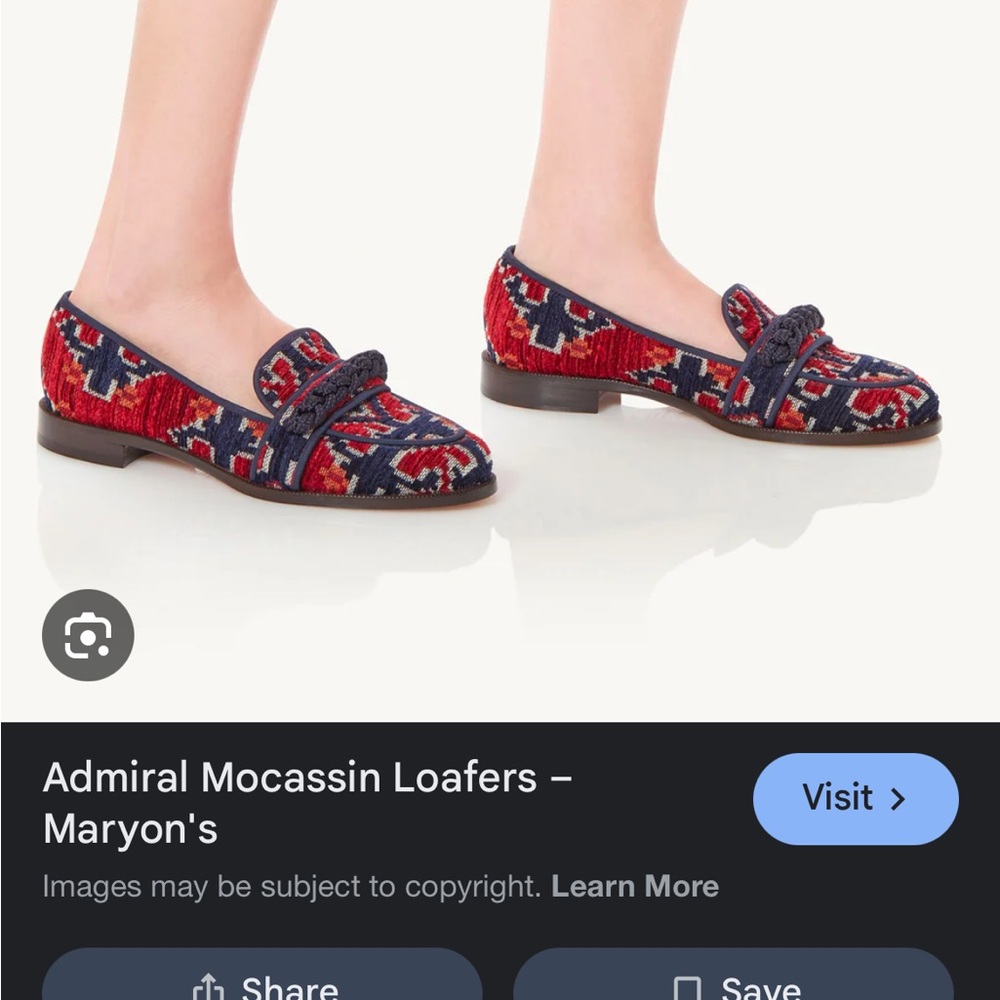 Aquazzura Red and Blue Patterned Loafers